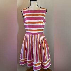ivy & blu Pink and Orange Stripe Classic Fit Dress w/ Zip Up Side Size 4